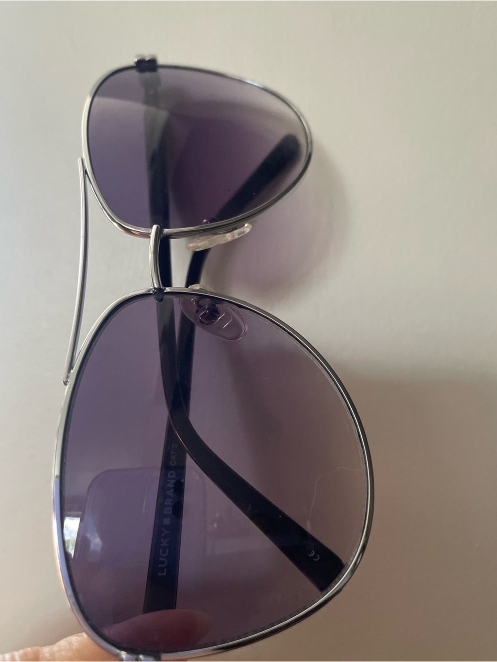 Lucky Brand Aviator Sunglasses with Purple Lenses and Silver Frame